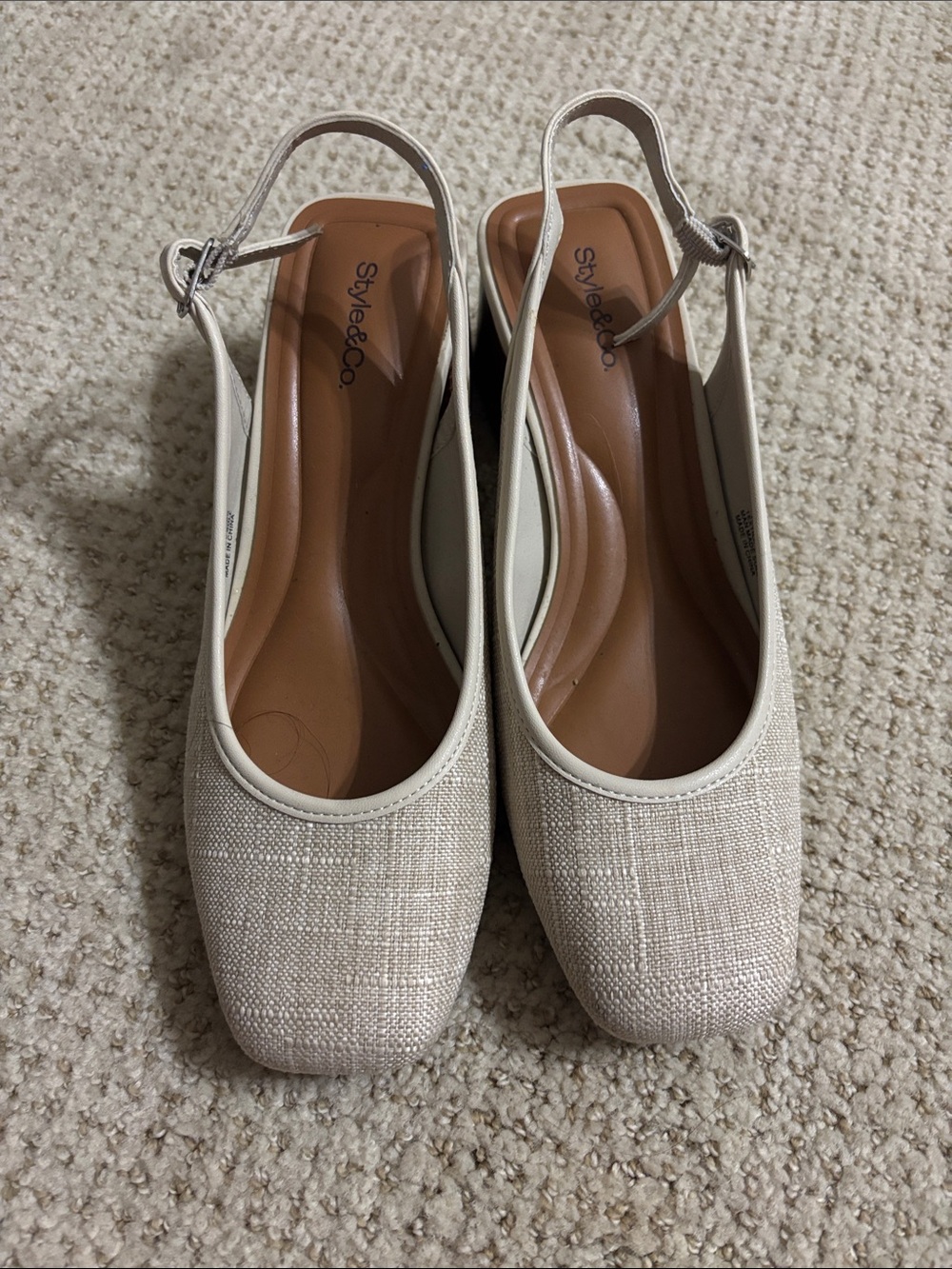Style & Co. Cream Textured Slingback Pumps